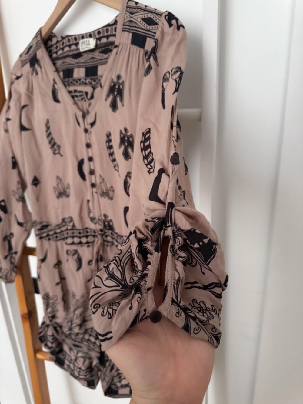 Spell & The Gypsy Tribal Romper Thunderbird Tassel Boho Taupe Brown - Picture 7 of 14